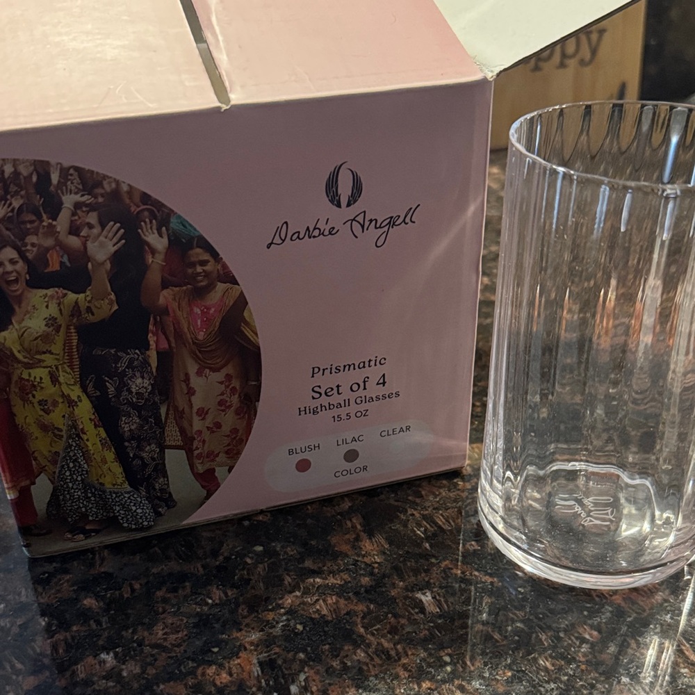 Prismatic Highball Glasses Set - Clear